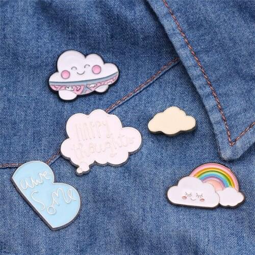 Cartoon Rainbow Enamel Pins Clouds Brooches Cute Badges Clothes Lapel Pin Badge Weather Jewelry Gifts for Lovely Friends Kids