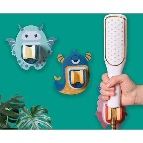 Cartoon Shower Head Holder Adjustable Self-adhesive Drill-free Showerhead Rack Punch-free Wall Mount Bracket For Bathroom