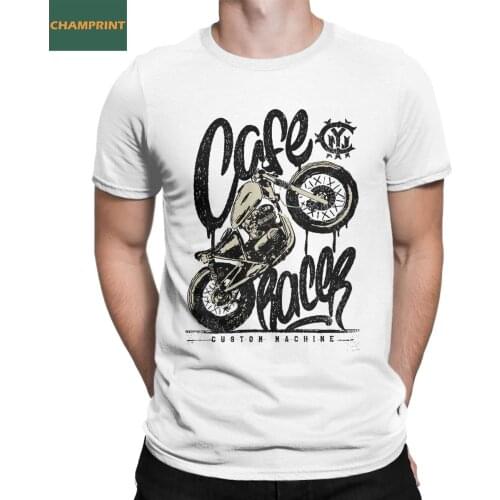 Men T-Shirt Happiness Cafe Racer Vintage Moto Custom Motorcycle Cotton Tee Shirt Short Sleeve T Shirts Cool Clothes Gift Idea