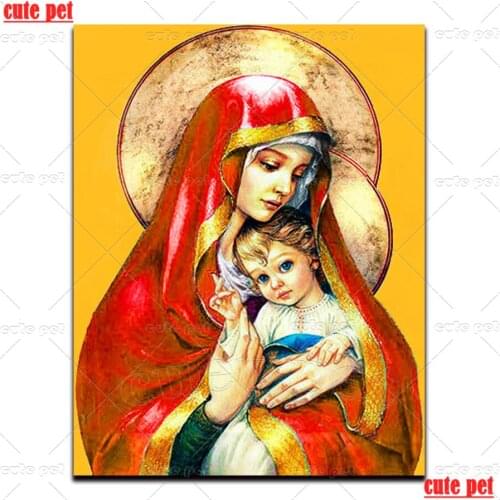 5D Full Round Drill Religious Icon Virgin and son Diy Diamond Painting set Cross Stitch art Kits Diamond Mosaic Embroidery Decor