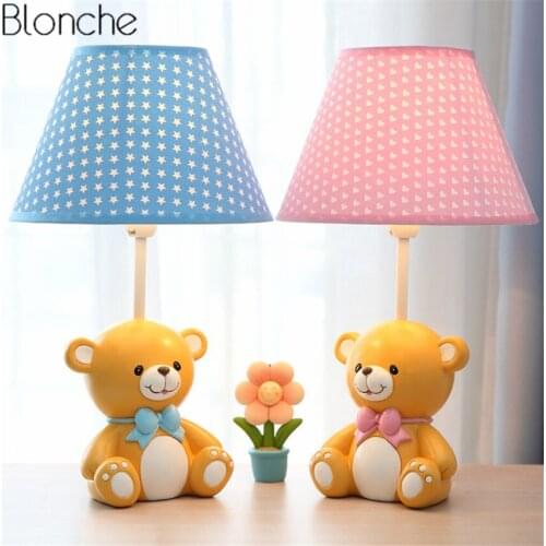 Resin Bear Table Lamp Led Desk Light Cartoon Cute Lights for Childrens Room Study Reading Lamps Home Decor Lighting Luminaire