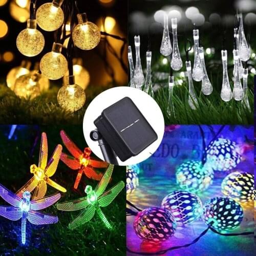 New 30 LEDS 6M Crystal ball Solar Lamp Power LED String Fairy Lights Solar Garlands Garden Christmas Decor For Outdoor Colorful