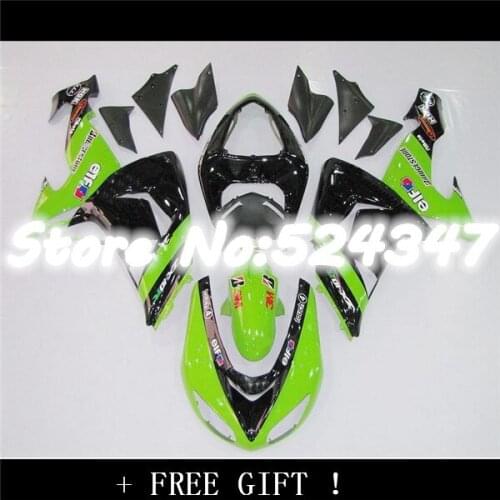 B Free custom green black Fairings FOR KAWASAKI NINJA ZX10R 06-07 ZX 10R 06 07 ZX-10R 06-07 10 R ZX 10R 2006 2007 fairing kits