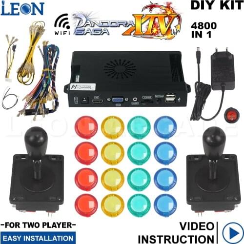 Pandora Box Saga 14 Spanish Arcade Joystick Diy Kit Pandora Box Wifi Led Transparent Illuminated Arcade Buttons Silent Crt