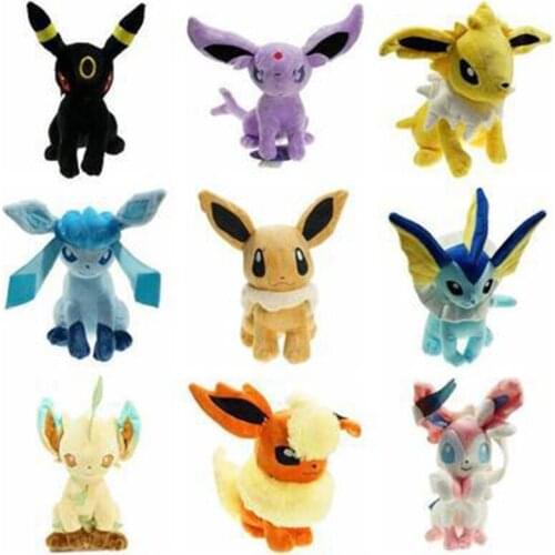 Pokemon Eevee Flareon Vaporeon Jolteon Umbreon Espeon Glaceon Leafeon Sylveon Plush doll elf toy doll birthday gift