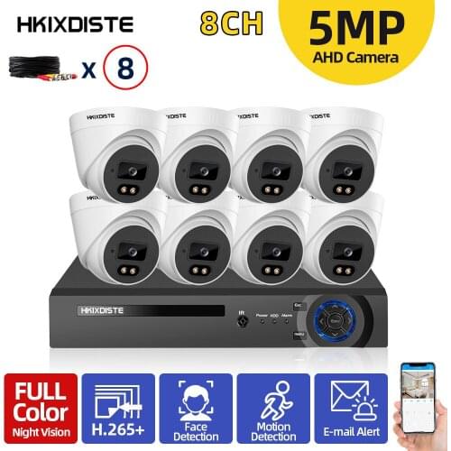 HKIXDISTE Full color night Vision IP66 5mp Dome CCTV Analog Camera For 5MP AHD Face Detection Remote monitoring DVR Recorder P2P