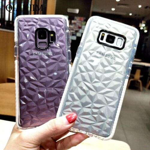 3D Diamond Pattern Jelly Phone Cases For Samsung Galaxy S8 S9 S10 Plus A30 A50 A70 M30 M20 J2 J5 J7 Clear Transparent Soft Cover