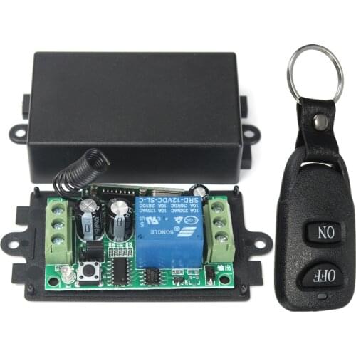 DC 12V 10A 1CH Wireless RF Remote Control Switch Transmitter Receiver Relay 2 Buttons Waterproof Remote 433MHZ