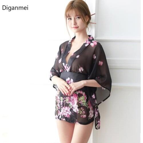 Pink sexy perspective kimonos clothing dress Japan style cosplay Japanese traditional kimono woman bathrobe geisha clothing