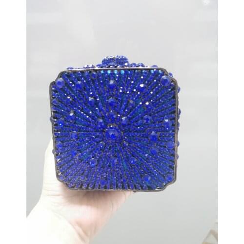 Blue Green Purple Gold Square Womans Evening Bag Lady Rhinestone Party Dinner Wedding Elegant Clutch Wallet Female Prom Handbag