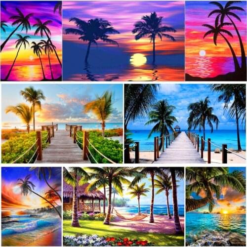 Full Diamond 5D Diamond Painting Landscape Island/Tree/Cloud DIY Diamond Embroidery Seaside View Cross Stitch Home Decoration