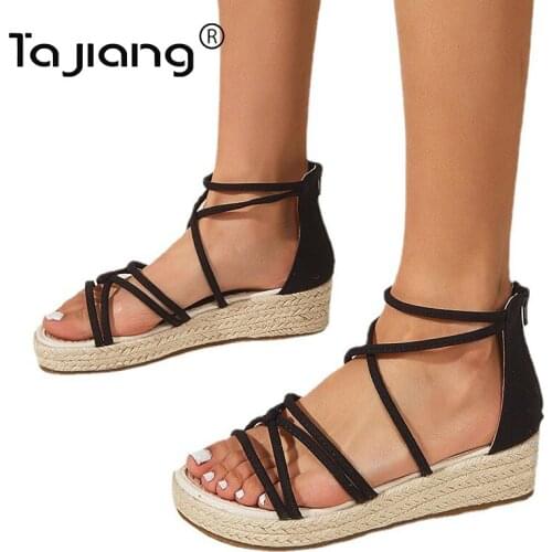 Ta Jiang Summer New style all-match simple buckle wedge sandals Roman style fashion female gladiator shoes T2233-2
