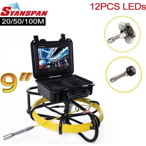All-in-One 23mm SYANSPAN 9"Monitor Pipe Inspection Video Camera,Drain Sewer Pipeline Industrial Endoscope with Meter Counter