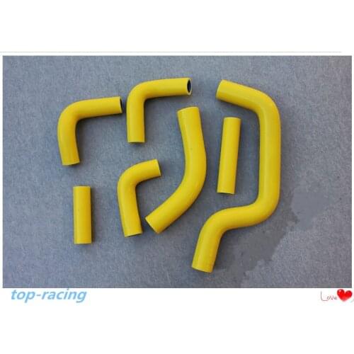 Yellow / blue 7 pieces Reinforced silicone radiator coolant hose for Yamaha FZ1 ABS 4-stroke DOHC 2001-2005 2002 2003 2004