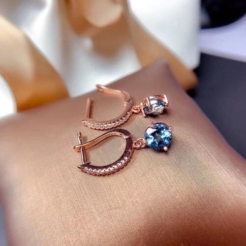 Female Party Jewelry New Topaz Earring 925 Sterling Silver 100% Natural and Real Topaz Earring