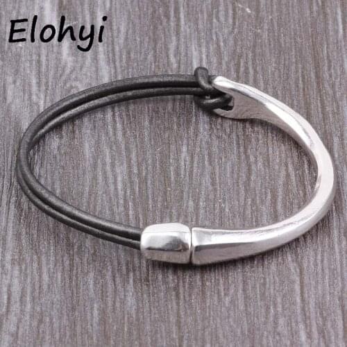 ELOHYI Women Geometric Bracelet&Bangles Multilevel Leather Rope Magnet Buckle Bracelet For Women Elegant Design Jewelry Gifts