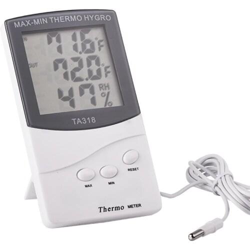 LCD Max-Min Thermometer Hygrometer Digital Indoor Thermo Hygro Humidity Out Temperature Meter Probe Sensor Cable Weather Station