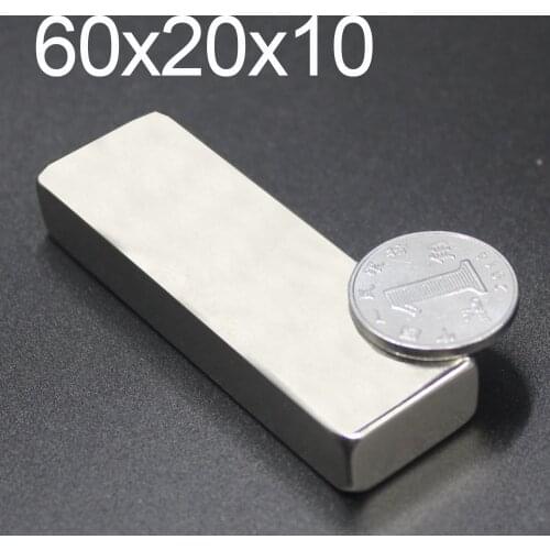 1/2/5Pcs 60x20x10 Neodymium Magnet 60mm x 20mm x 10mm N35 NdFeB Block Super Powerful Strong Permanent Magnetic imanes