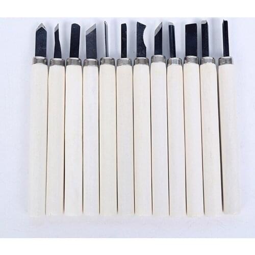 1 Set Craft Woodworking Carving Chisels Knife Students Carving Learning Tools Wooden Handle DIY Engraving Knives