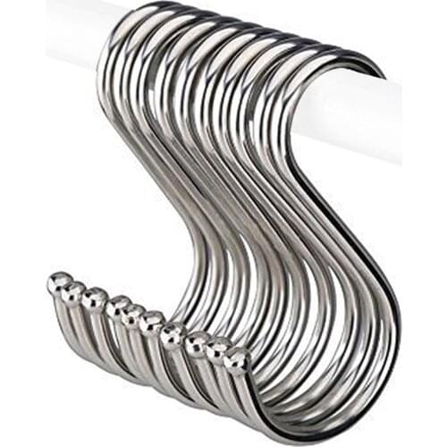 10Pcs/set S Shaped Hooks Polished Stainless Steel Metal Hangers Clothes Towel Hanging Hook For Kitchen Bedroom And Kitchen