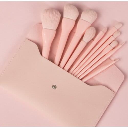 10Pcs Soft Makeup Brushes High Quality Foundation Eye Shadow Blusher Make Up Bag Set Synthetic Hair Kabuki Cosmetic Tool Kit