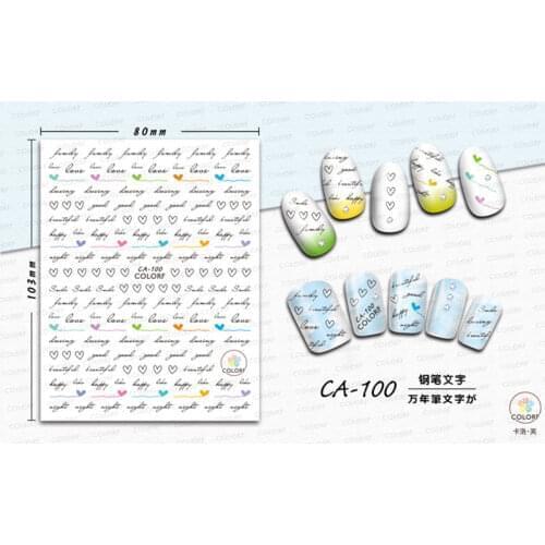 10Pcs CA100-108 Retro text nail art sticker