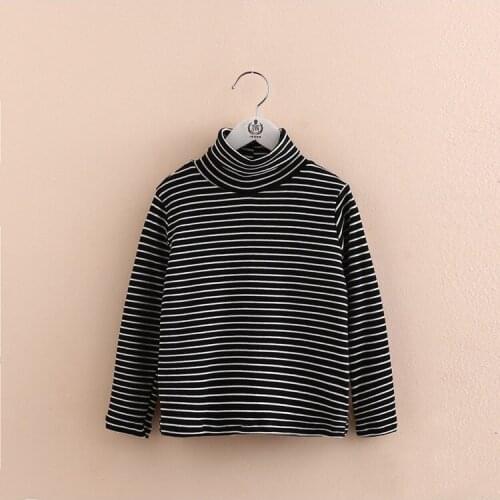 2020 Stripe 100% Cotton Girls T-Shirt Long-sleeve Baby Kids Turtleneck Bottoming Shirt for Children Clothes New Spring Girl Tops