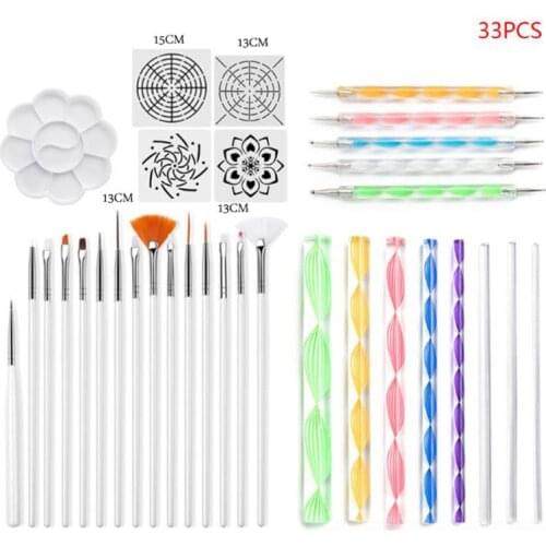 33pcs/set Mandala Dotting Tools for DIY Painting Rock Pottery Stencil Template U4LD