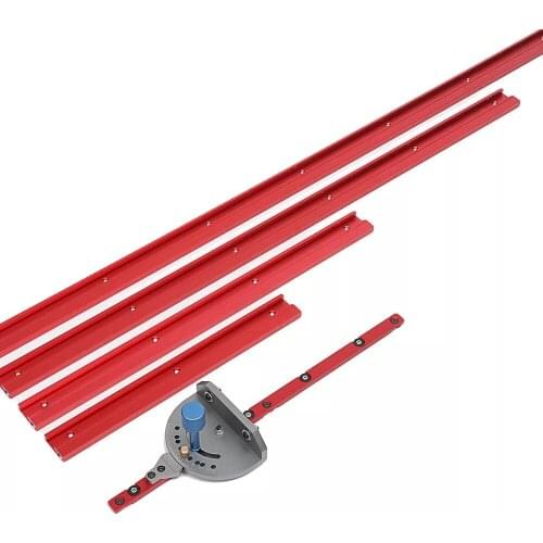 400-800mm Red Aluminum Alloy 45 Type T-Track Woodworking T-slot Miter Track/Table Saw Router Miter Gauge