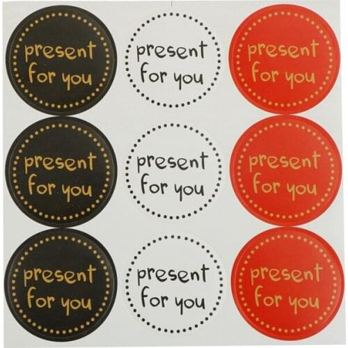 90PCS/10sheets "present For You "Handmade Sticker Seal Label / Kraft Paper Self Adhesive Gifts /products Note Label Sticke
