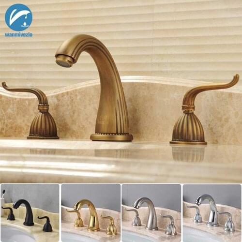 Antique Brass Basin Faucet Animal Shape Tap Deck Mount Widespread Bathroom Mixer Tap Dual Handle 3 Hole Mixer Tap Elegant tap