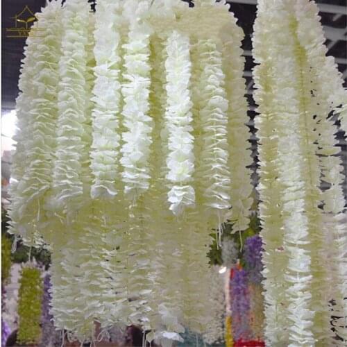 2M long White Artificial Orchid flower Wisteria Vine Rattan Wedding flower decoration Garland Home Ornament Party Props