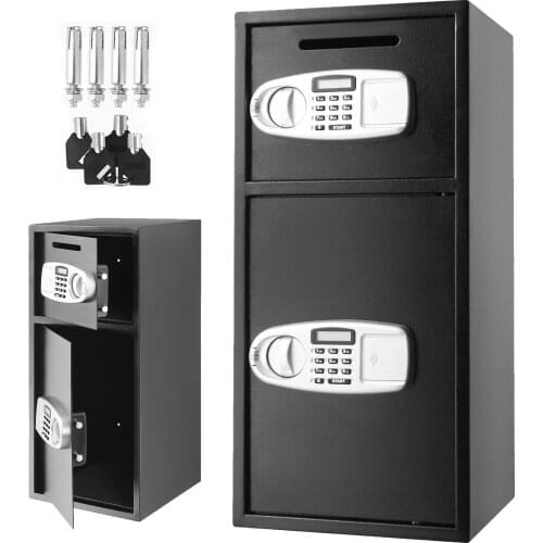 Large Double Door Security Safe Box Steel Safe Box Strong Box with Digital Lock for Money Gun Jewelry Black