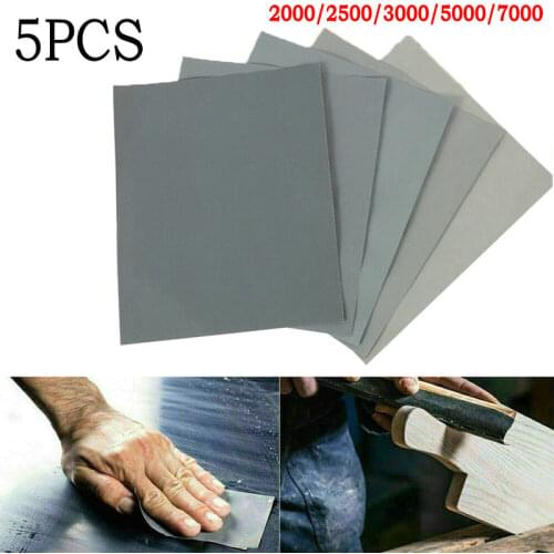 5pcs Water Sandpaper Papers Soft Paper Base 2000 2500 3000 5000 7000 Car Paint Mixed Assorted Grit Wet and Dry Sandpaper