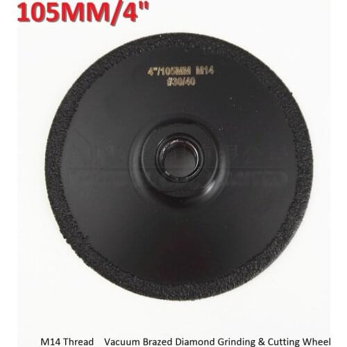 DIATOOL 4" Vacuum Brazed diamond flat grinding wheel M14 Thread Grit #30 105mm Shaping wheel disk