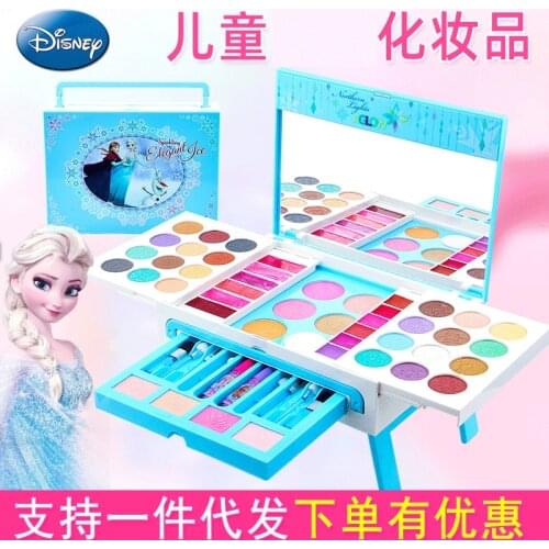 Disney girls frozen 2 elsa anna princess Makeup Dressing Tables suitcase Toys set with box snow White kids Toy Gift