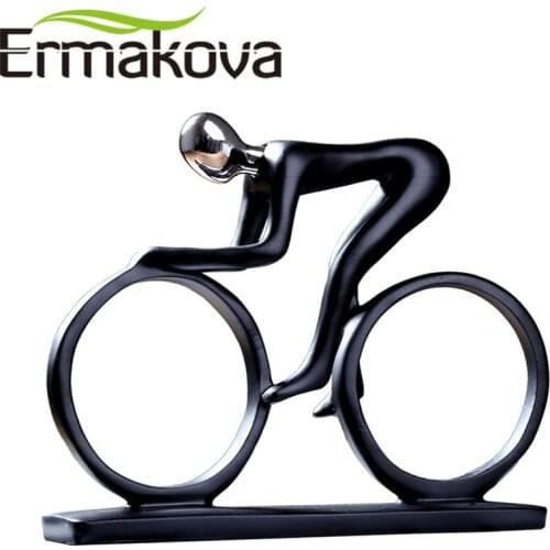 ERMAKOVA Modern Abstract Resin Bicycler Cyclist Statue Bicycle Rider Statue Bike Racer Rider Figurine Office Living Room Decor