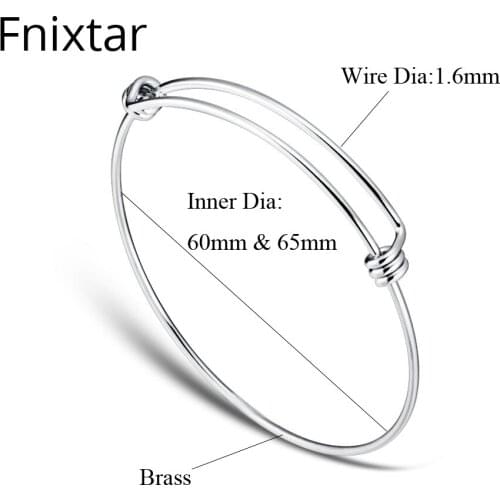 Fnixtar 20pcs/lot New Fashion Brass Cable Wire Bangles Expandable Bracelets 1.6mm Thick Adjustable Bangle & Bracelet for Women
