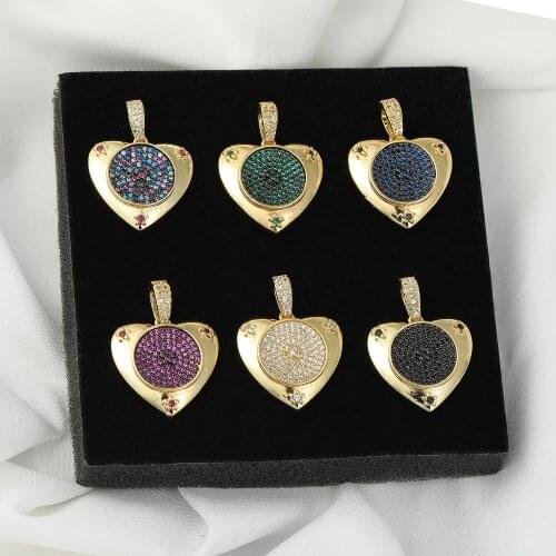 JUYA Classic Copper Gold Charms Micro-Pave Zirconia Love Heart Charm Pendants For Women Handmade Necklace Finding DIY Jewelry