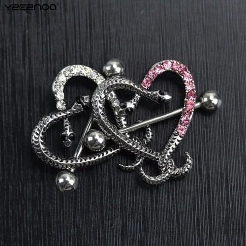 Heart Cross Shape Body Nipple Rings Sexy Women Body Jewelry Nipple piercing Ring Bar Barbell Piercing Serpentine