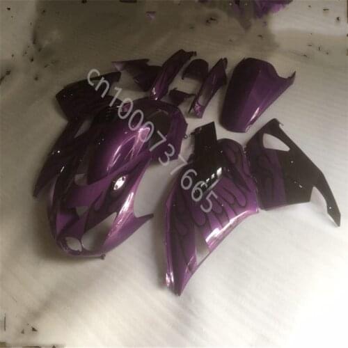 Fairing Kit For Kawasaki Ninja ZX14R 2006-2011 ZZR 14 06 07 08 09 10 11 purple black flames Body Fairing (Injection molding)