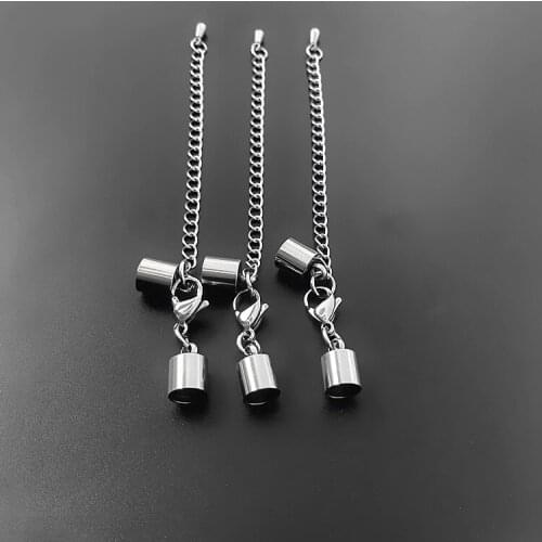 Stainless Steel Cord Ends Caps with Lobster Clasps Extender Chain Connectors Sets DIY Findings fits 1.5mm 2mm 3mm 4mm 5mm 6mm