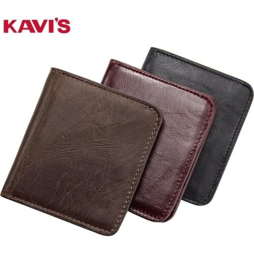Genuine Leather Mens Short Wallet First Layer Leather Coin Purse Multi-function Multi-card Leather Mens Wallet