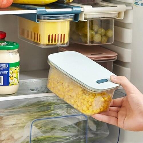 Creative Pull-out Drainable Fruit Fresh-keeping Box Plastic Sealed Box Food Storage Box Kitchen Refrigerator Storage Box