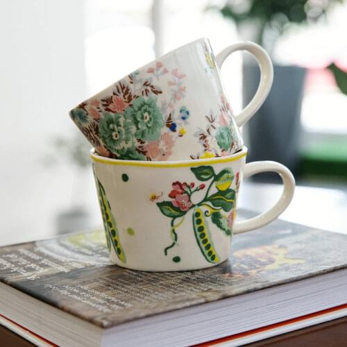 Mug Coffee Cup Бравл Старсirregular Cup Mouth British Style Broken Print Flower Lovers Cups Bowls And Plates Термокружка