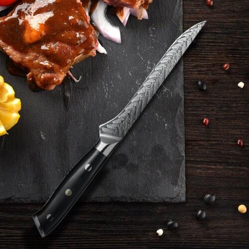 5.5" Inch Boning Fish Knife AUS-10 Damascus Steel Lasting Sharp Filleting Slicing Kitchen Knives G10 Handle New Ham Knife Kitche