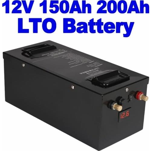 Lithium titanate LTO battery 12V 150Ah 200Ah built-in 100A BMS 20000 cycles for EV RV Caravan solar PV energy + 15A charger