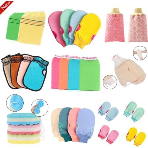 Massage Exfoliator Gloves Shower Towel Mitten Wash Rub Dead Skin Removal Peeling Bath Scrub Glove Exfoliating Body Facial Tan