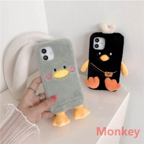 3D Cute Cartoon Duck Case For Samsung S21Ultra S21 S20 S10 S9 S8 Plus Note 20 10 A02S A12 A32 A42 A52 A72 Embroidery Plush Case