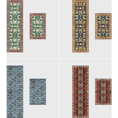 Fashion Ethnic Floral Blue Rreen Red Gold Persian Kitchen Mat Combination Entry Mat Bedroom Non-slip Bedside Blanket